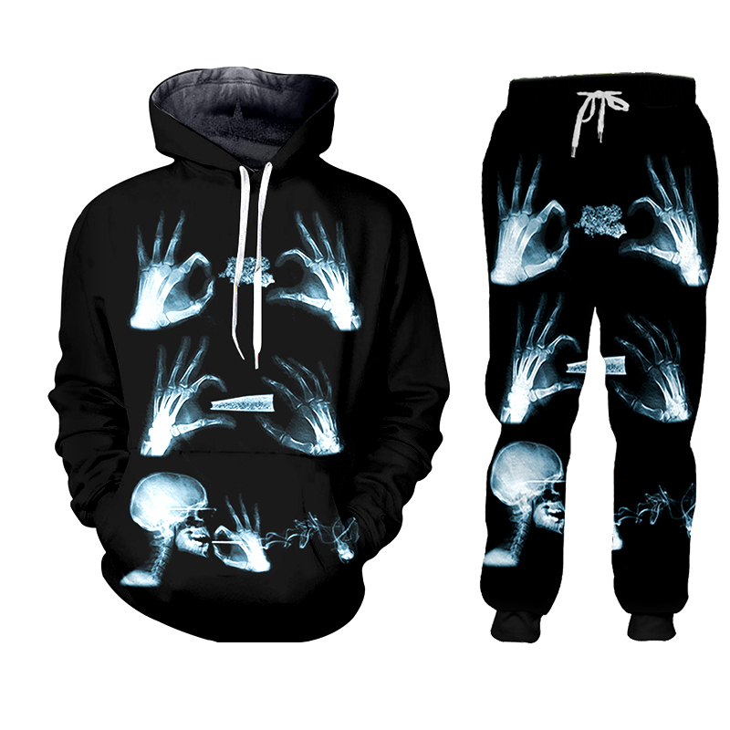 Hoodie pant Hip Hop pria/wanit - 3D Printing X Ray ulasan dan harga